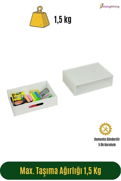 StarLightning Gizli Çekmece Organizer Masa Altı Saklama Kabı Beyaz Renk Model 1
