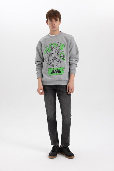 DeFacto Crew Neck Printed Oversize Sweatshirt - B4944Ax23Au