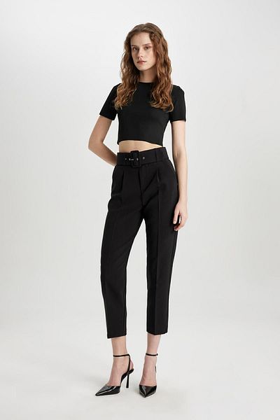 DeFacto Carrot Fit Zippered High Waist Standard Leg Crop Trousers C2458ax24sp
