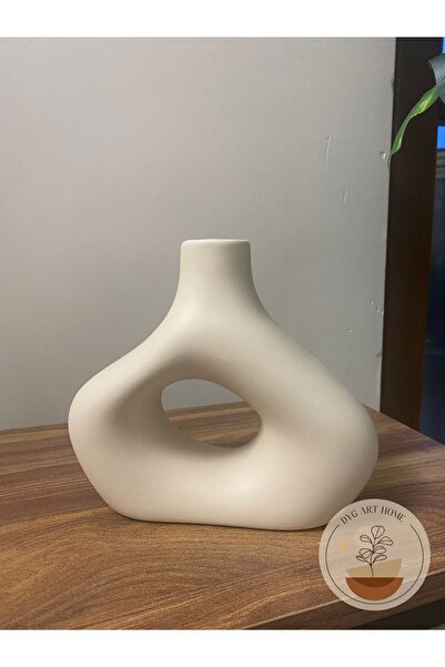 DygArtHome Seramik Vazo (18 CM) Krem
