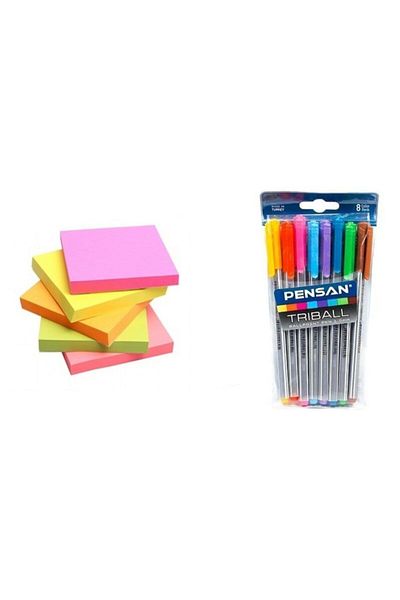 Pensan Tribal 8 τεμαχίων + Αυτοκόλλητο Τετράγωνο Post-It 5 Τεμάχια