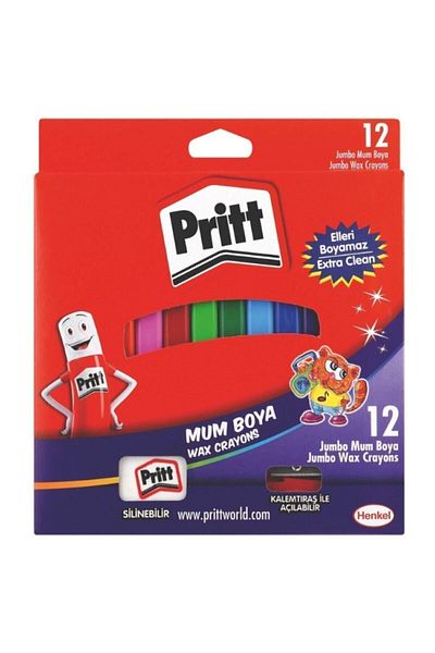 Pritt 12 Jumbo Erasable Crayon 12 Colors Jumbo Crayon