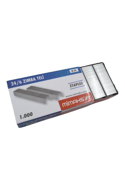Mimaks 24/6 Zımba Teli Gümüş 1000 li 10 Kutu(10.000 Adet)