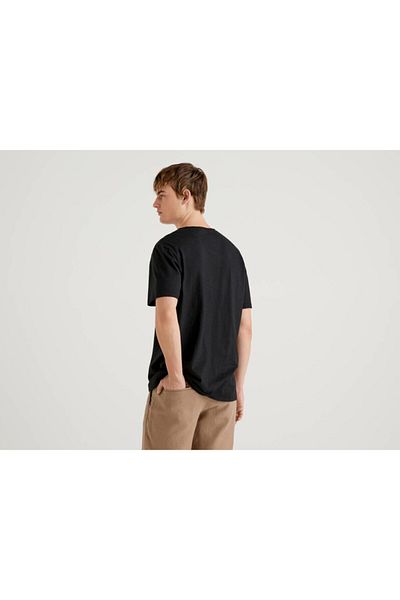 United Colors of Benetton Μπλουζάκι Benetton V-Neck - Slub Fabric