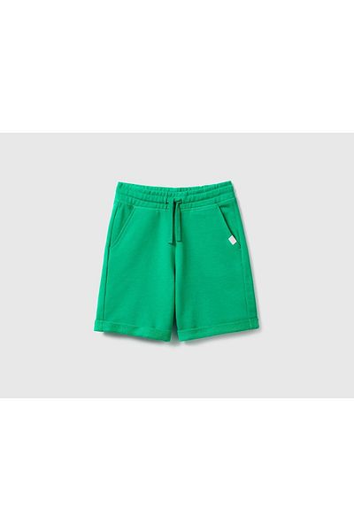 United Colors of Benetton Pantaloni scurti de transpirație Bermude verzi pentru băiat - Logo Benetton