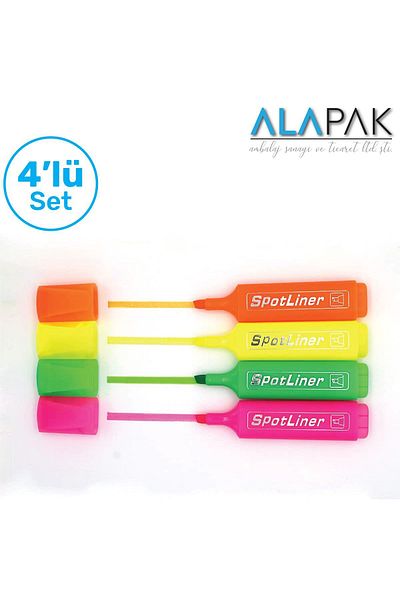 Spotliner Neon Color Highlighter Marker Pen Set of 4