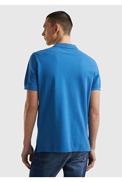 United Colors of Benetton Tricou polo albastru închis pentru bărbați - croială obișnuită, mânecă scurtă