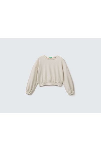 United Colors of Benetton Girl's Vanilla Logo Label Sweatshirt