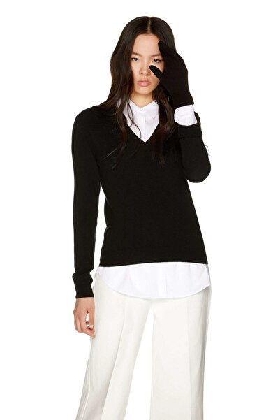 United Colors of Benetton Pulover de damă Merino cu decolteu în V - 311931002D4488