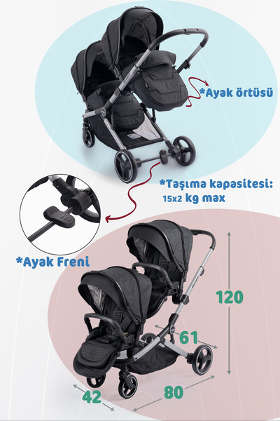 Prego Ibiza Pro Travel Bebek Arabası + 2 Adet Puset Dahil Tam Set