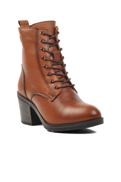 Voyager 9812 Model Tan Genuine Leather Fur Women's Boots