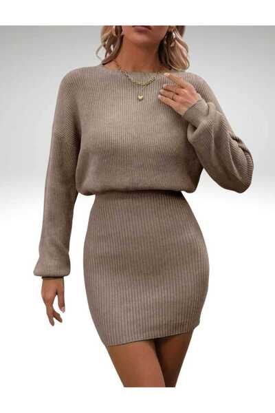 Bracha Άνετο μίνι πλεκτό φόρεμα - μακρυμάνικο, λαιμόκοψη, ελαστική μέση