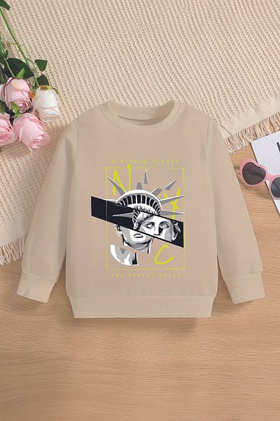 MYADA Παιδικό φούτερ με στάμπα Statue of Liberty - Oversize Hooded, Style Nyc 14561