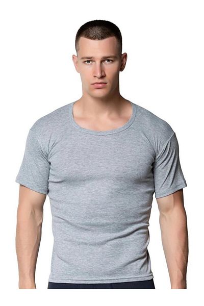 GÜMÜŞ Men's Silver Colored Rib Athlete 3101 - 6 Pieces Crew Neck Undershirt