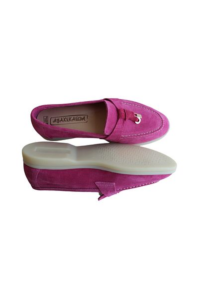 aayak&kabımofficial Fuchsia Suede Genuine Leather Casual Women's Shoes