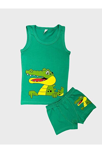 Fil Kids Σετ μπόξερ από βαμβακερό αθλητή με πράσινο κροκόδειλο