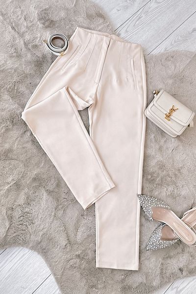 ModaAycan High Waist Beige Women's Trousers - Ma164