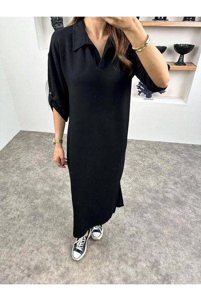 YouLikeButik Rochie modal Oys cu gât polo și mâneci snap