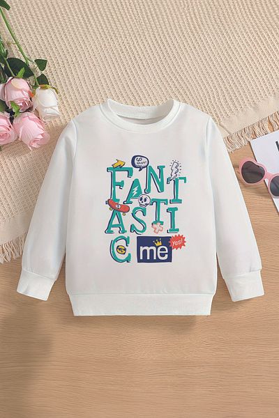 MYADA Trend Fantastic Oversize Hanorac pentru copii cu glugă - Imprimat schelet, scris 14594