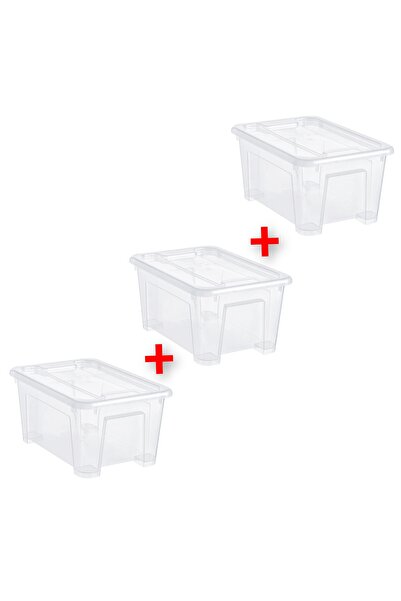 IKEA 3 Adet Kapaklı Saklama Kutusu 28x20x14 Cm İkea 3'lü Set Şeffaf Düzenleyi...