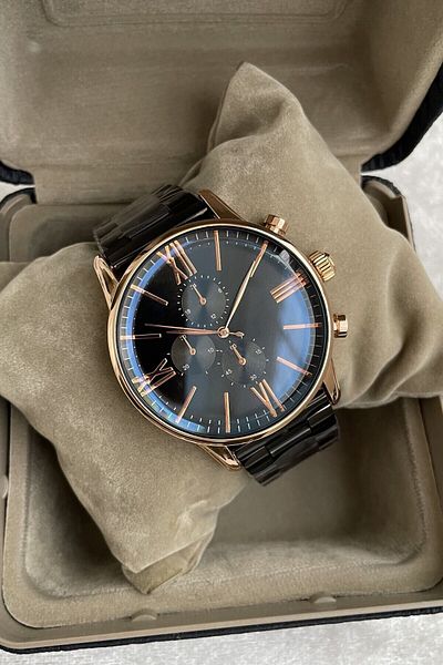 Leerybee Black Rose Gold Color Unisex Premium Wristwatch