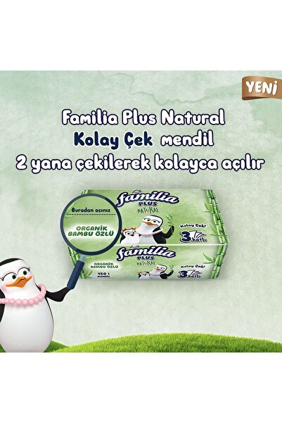 Familia 300 adet 2paket Plus Natural Çek Al Mendil 150li (2 PAKET X 150 YAPRAK)