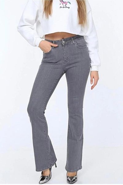 Trn JNS Blue Ikon Blue Jeans cu picior evazat Pantaloni din denim cu talie înaltă (foarte confortabili)