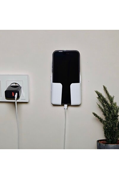 polivera Telefon Tutucu Kumanda Standı Mobil Şarj Priz Askısı Duvara Monte Ya...