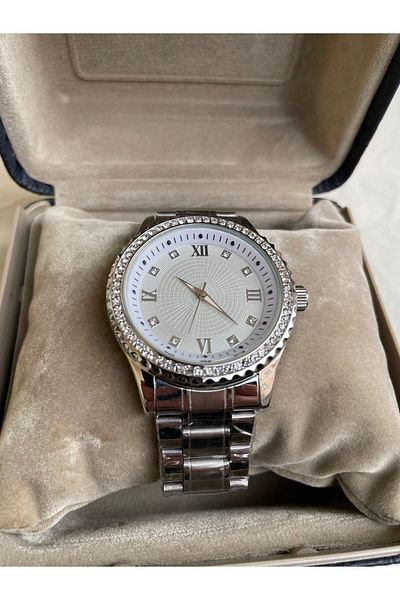 Leerybee Silver Color Zircon Stone Quartz Unisex Wristwatch