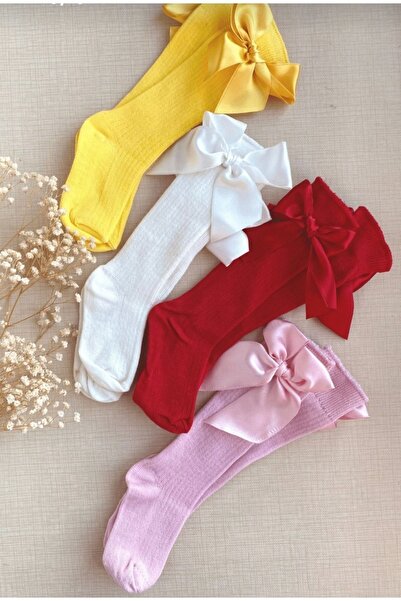 ÖZKARDEŞLER BABY Bebek Diz Altı Çorap Fiyonklu 4lü