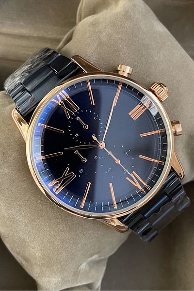 Leerybee Navy Blue Rose Gold Color Unisex Premium Wristwatch