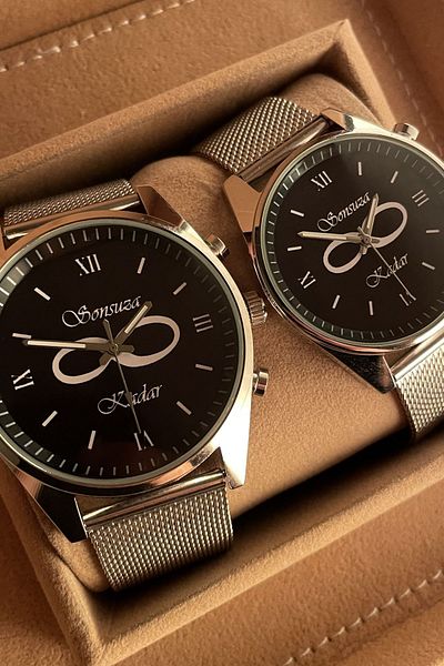 Leerybee Infinity Silver Color Lover's Watches Couple Combination