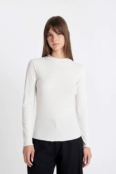 DeFacto Half Turtleneck Ribbed Camisole Basic Plain Long Sleeve T-Shirt Tunic 3155241