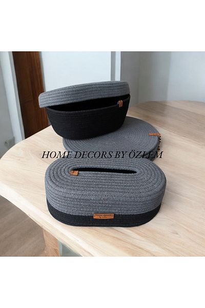 home decors by özlem 6-Person Charger Set - Napkin Holder, Bread Bowl, American Serving Plate and Tableware Organizer