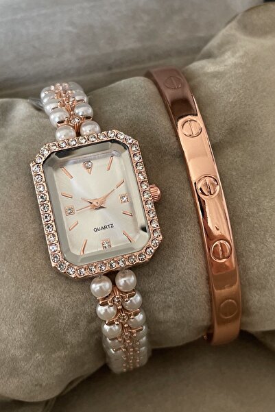 Leerybee SK-40 İncili Bileklikli Vintage Kadın Kol Saati