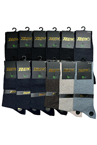 TOLIN Set de 12 șosete din bambus pentru bărbați - culori mixte 14203