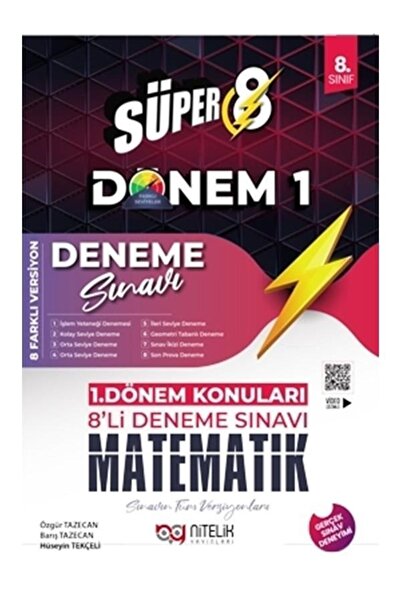 Nitelik Yayınları Nitelik 8. Sınıf Matematik 1. Dönem Süper 8 li Deneme Nitel...