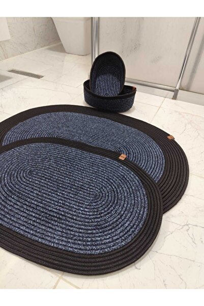 JÜTEX HOME Jüt Hasır 4 Lü Banyo Paspas Takımı Bohem Tarzı Banyo Takımı  Paspa...