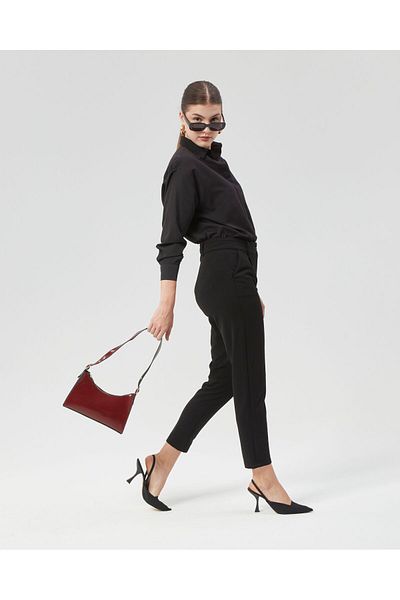 ÇANTA Torime Claret Red Patent Leather Women's Baguette - Length Adjustable