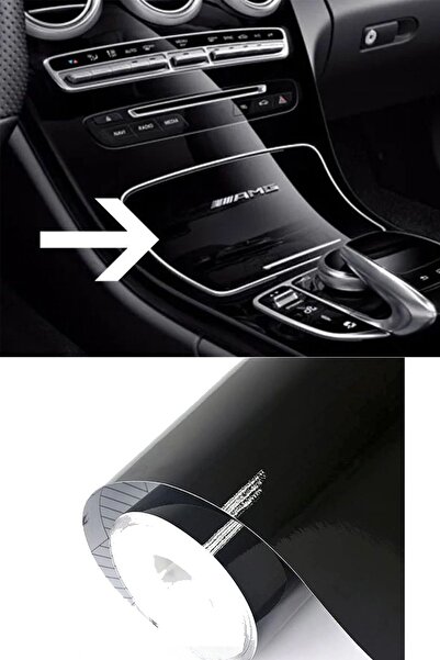 MeyZone Folie neagră lucioasă pentru podea auto Folie neagră 30 cm x 1 metru Folie neagră pentru pian