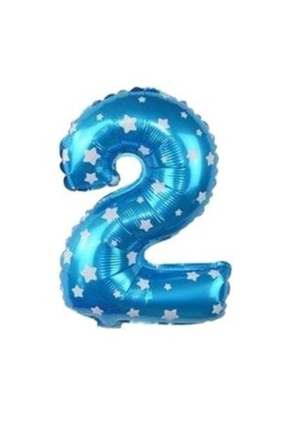 ikm balon Folyo Balon 2 Rakamı Helyum Balon 36 Cm Mavi Renk - 2 Yaş Balonu - ...