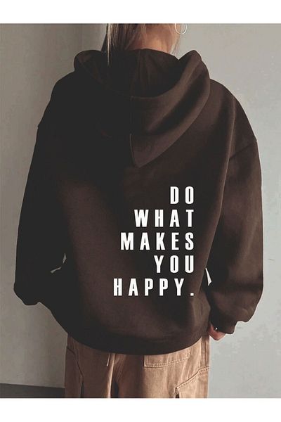 BEGRİFF "Do What Makes Happy You" Printed Oversize Hoodie