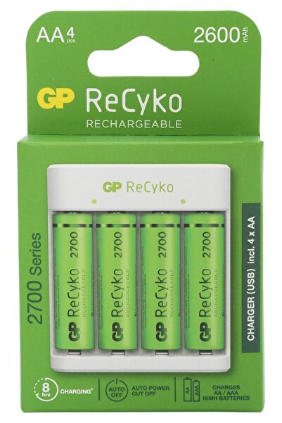 GP Recyko B411 Usb Aa-aaa Şarj Cihazı Recyko 2600 Mah Aa Kalem Pil 4'lü