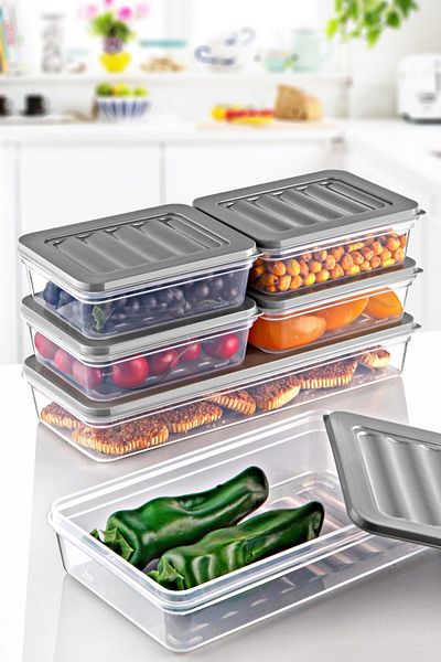 NY HOME Freshbox Set of 4 - Gray Microwave and Diffused Storage Container
