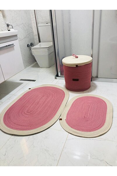 JÜTEX HOME Set de 3 covorașe de baie din iută și paie - Coș în stil boem și n...