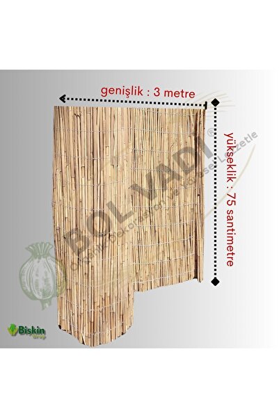 BİŞKİN 75cm X 300cm Afyonkarahisardan Misina Ipli Doğal Bambu Kamış Çit,bahçe...