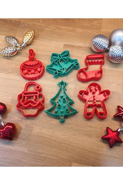 Maflen Christmas Cookie Cutter Mold Set of 6 Cookie Man Christmas Tree Santa Claus Sock Bell Ornament