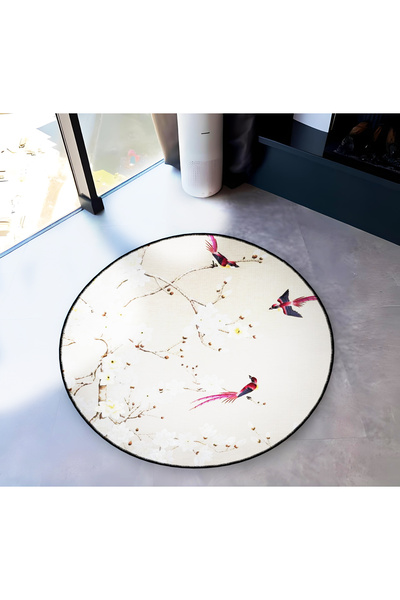 Rugs Modern Halı Vintage Decorative Carpet with Floral Tree and Bird on Branc...