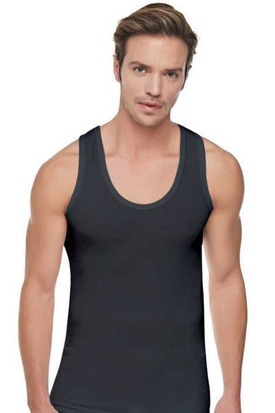 Tutku 0102 Model 6 Pack Black Men's Rib Classic Tank Top