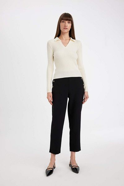 DeFacto Dfc - Carrot Fit High Waist Pocket Straight Leg Trousers